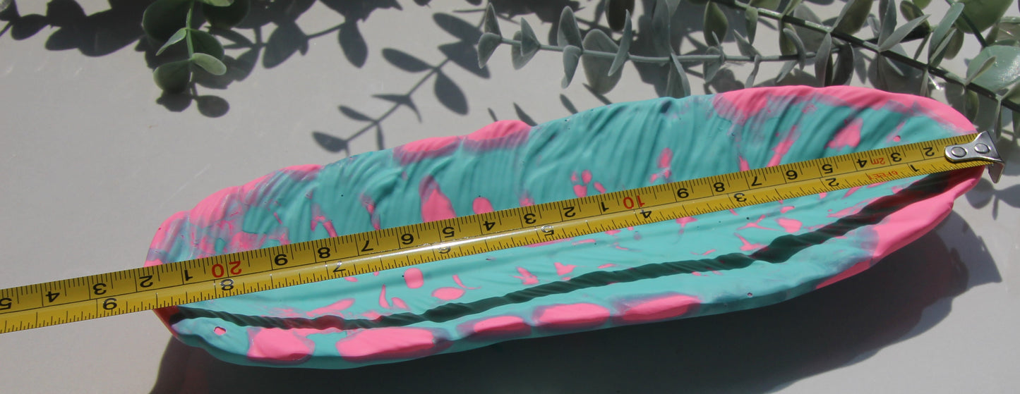 Schmuckschale Feder türkis pink