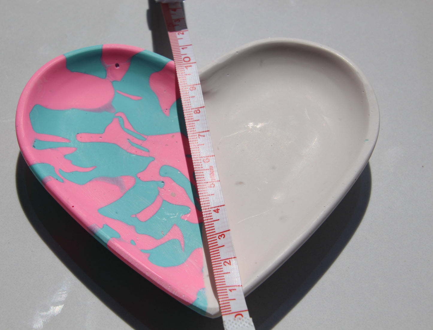 Schale "Herz" pink türkis natur