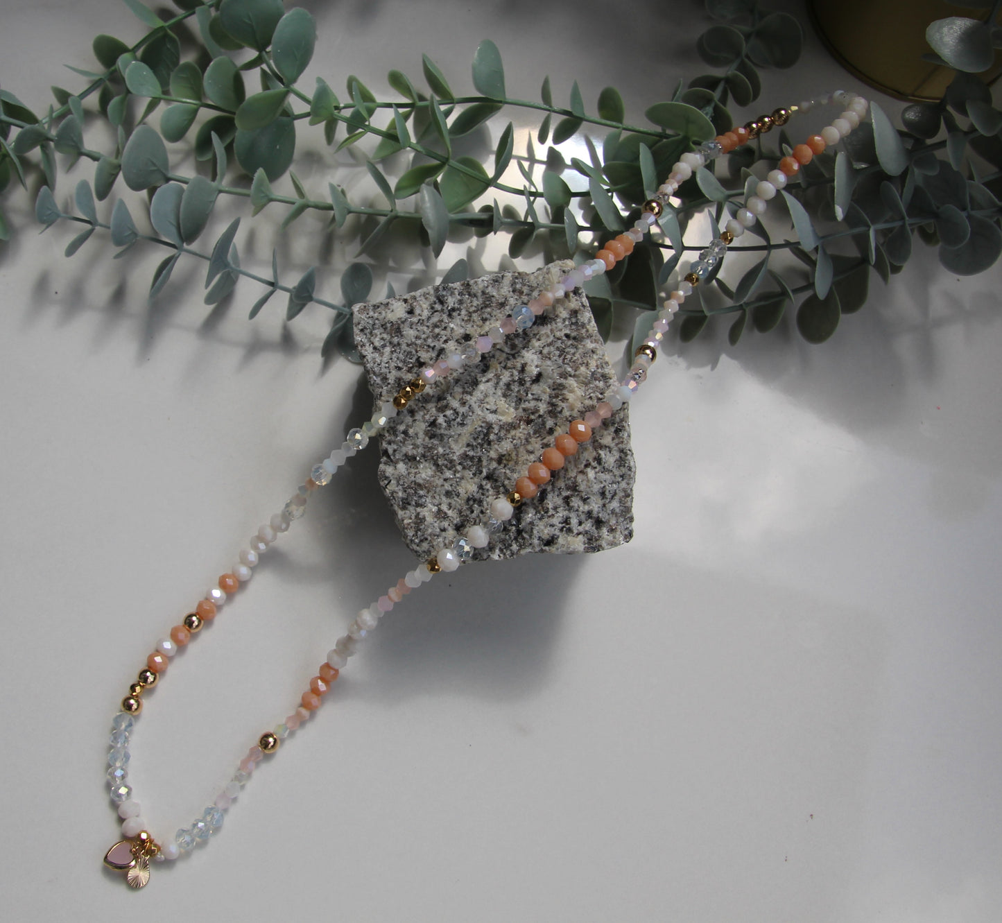 Wickelarmband nude/weiß/apricot mit goldenen Akzenten (bitte Größe beachten)