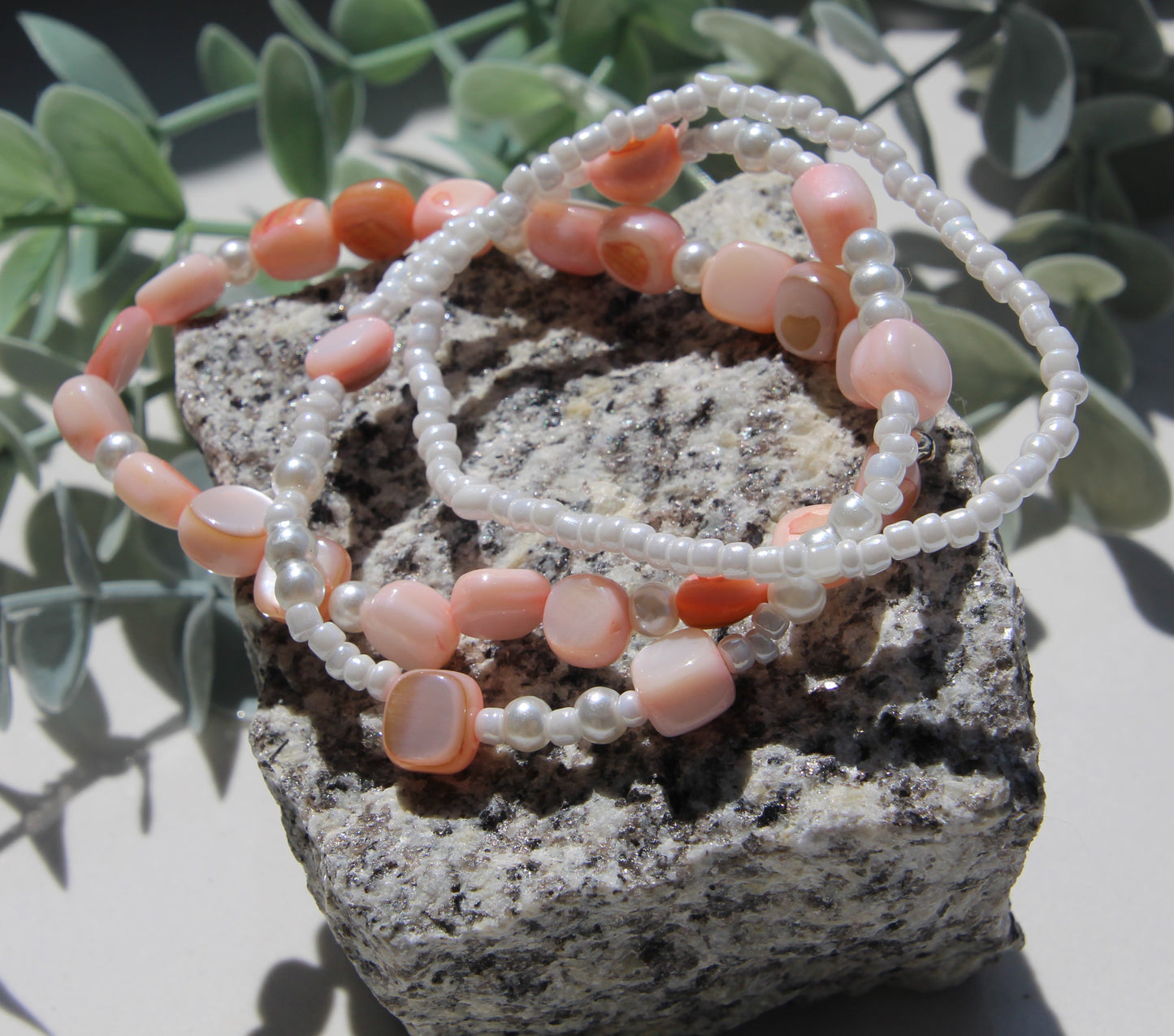 Armband 3teilig rosa weiß perlmutt