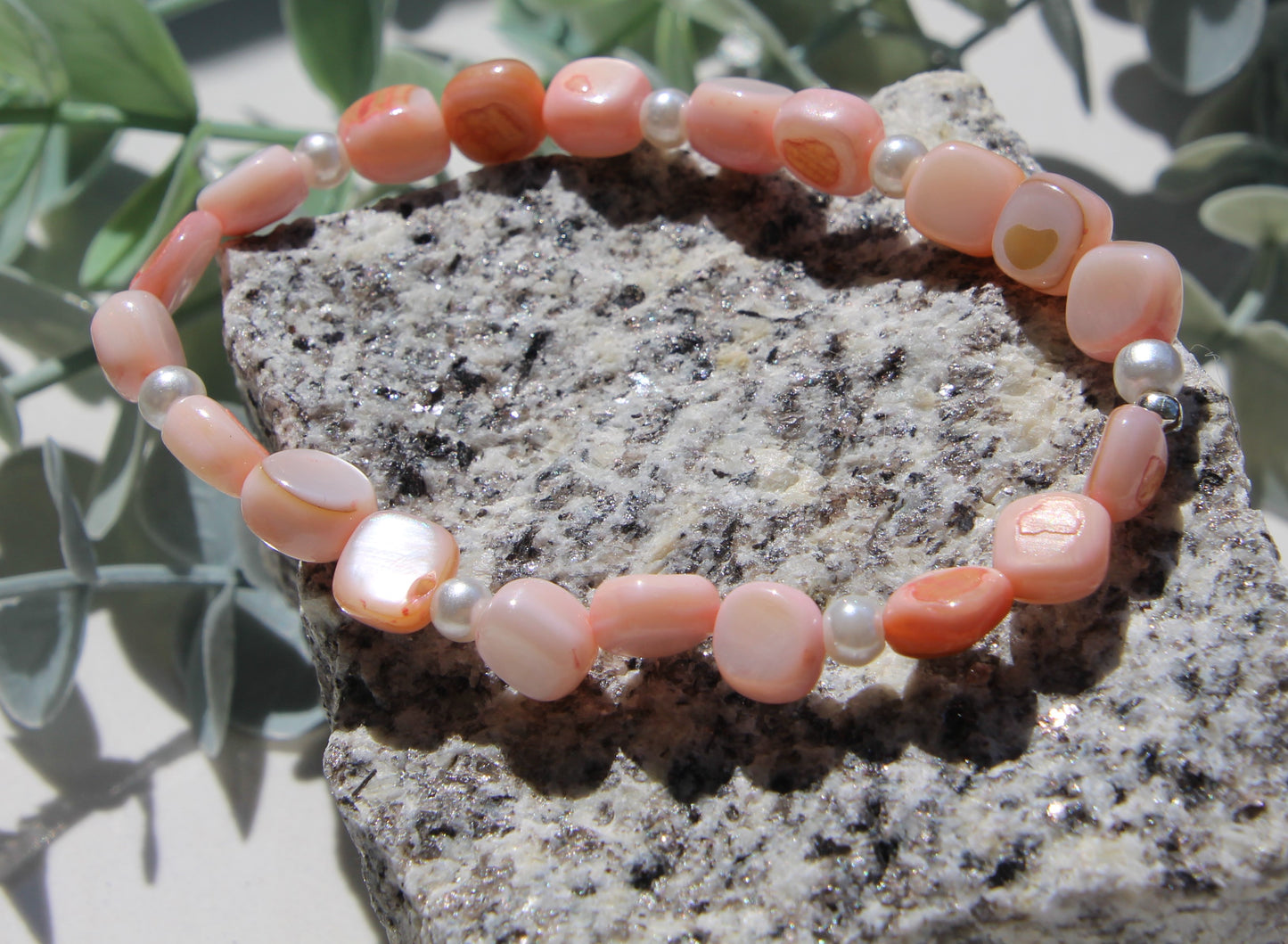 Armband 3teilig rosa weiß perlmutt