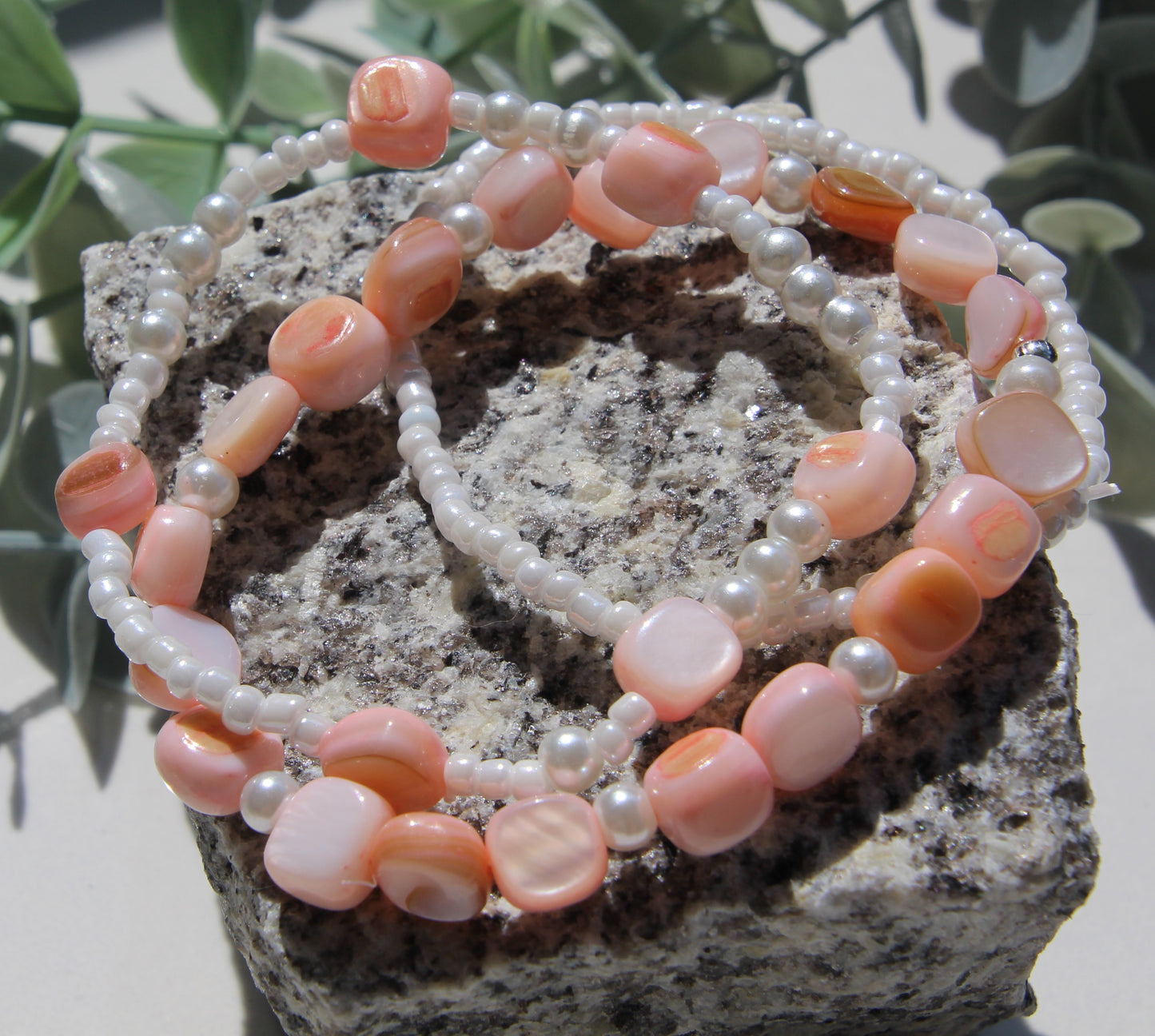 Armband 3teilig rosa weiß perlmutt
