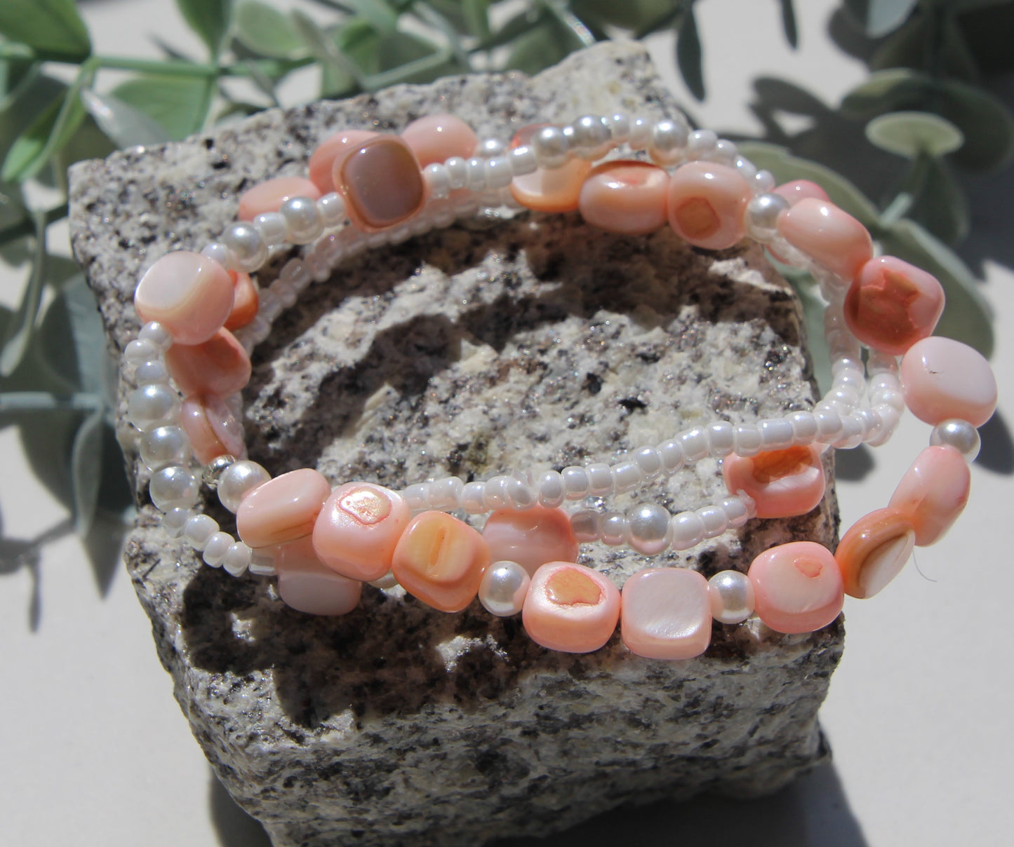 Armband 3teilig rosa weiß perlmutt