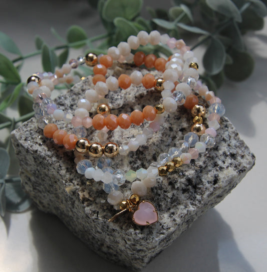 Wickelarmband nude/weiß/apricot mit goldenen Akzenten (bitte Größe beachten)