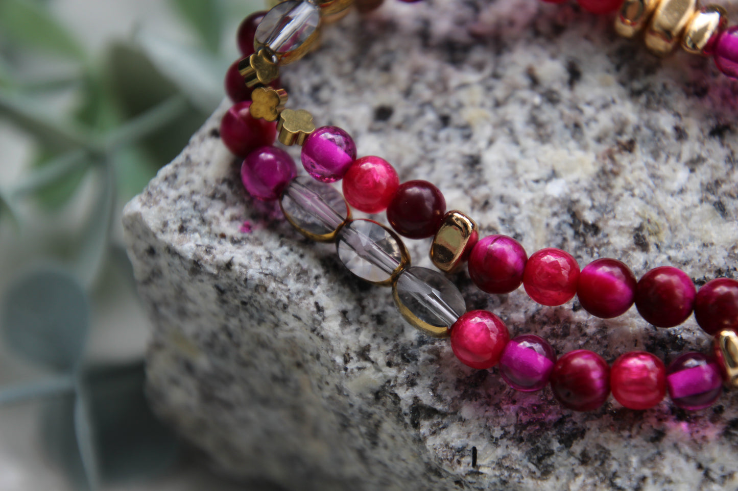 Armband doppellagig pink rot gold