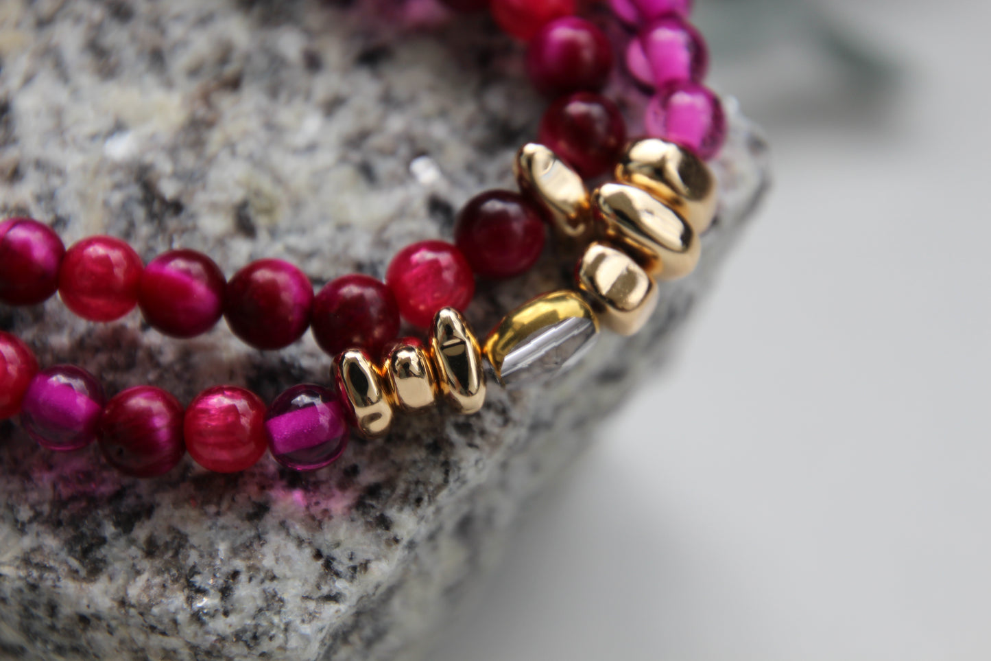 Armband doppellagig pink rot gold