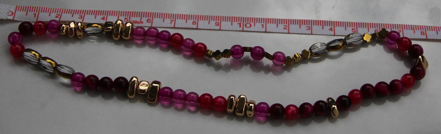 Armband doppellagig pink rot gold